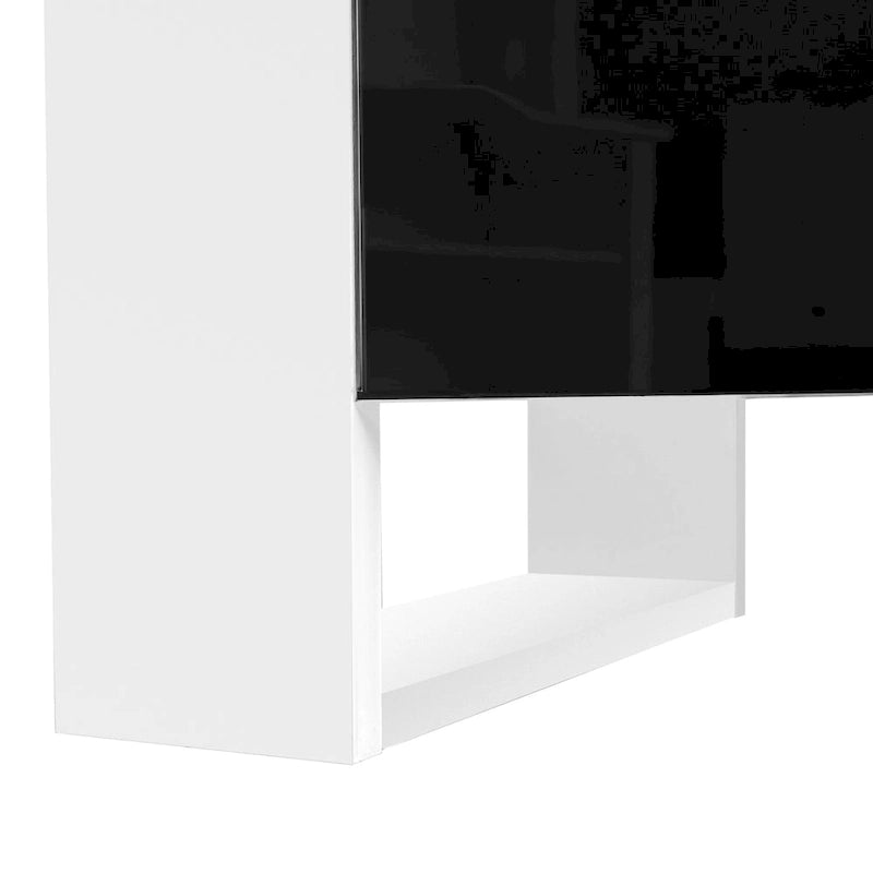 Meuble TV cheminée noir moderne de 68,1 po avec 2 grands placards pour téléviseurs jusqu'à 78 po