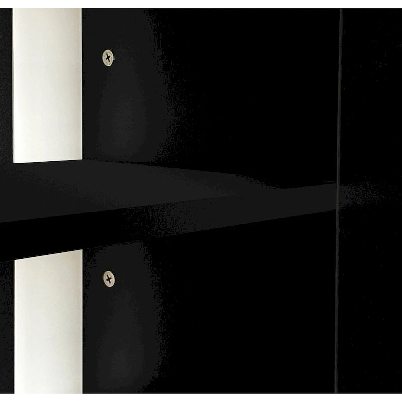 Meuble TV cheminée noir moderne de 68,1 po avec 2 grands placards pour téléviseurs jusqu'à 78 po