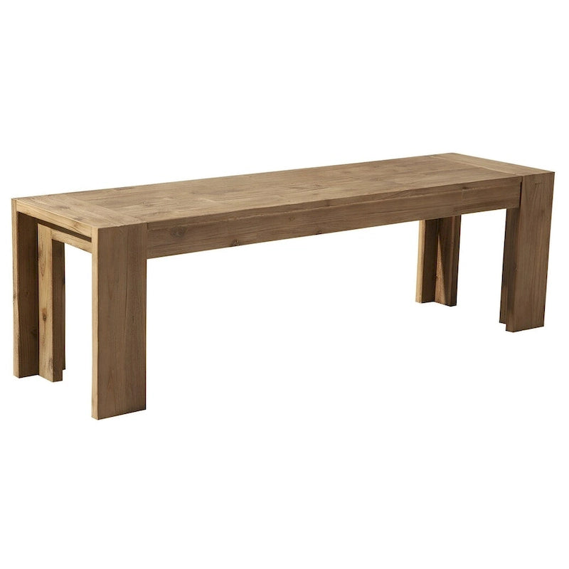 Banc de salle à manger en bois massif vieilli naturel de 58 po