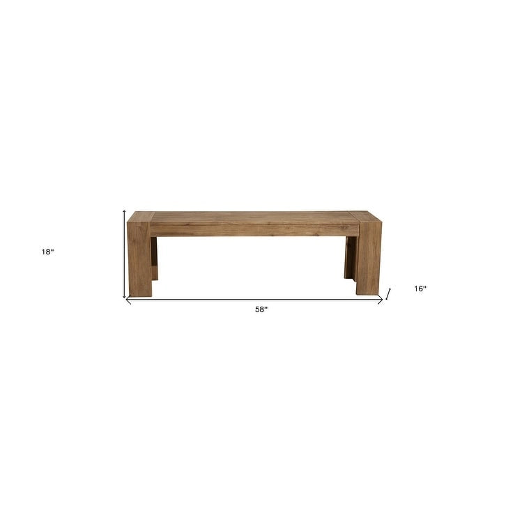 Banc de salle à manger en bois massif vieilli naturel de 58 po