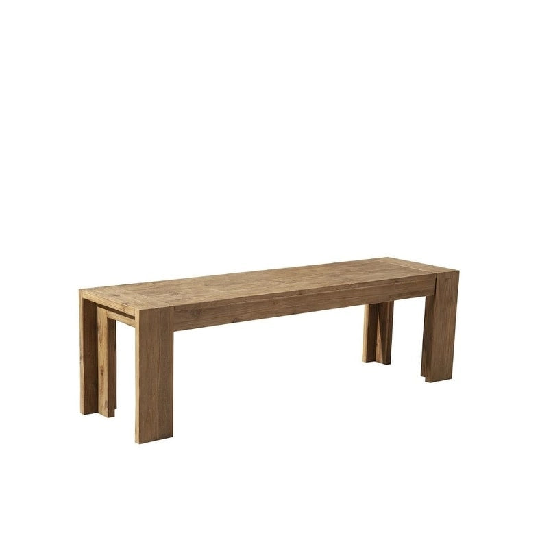 Banc de salle à manger en bois massif vieilli naturel de 58 po