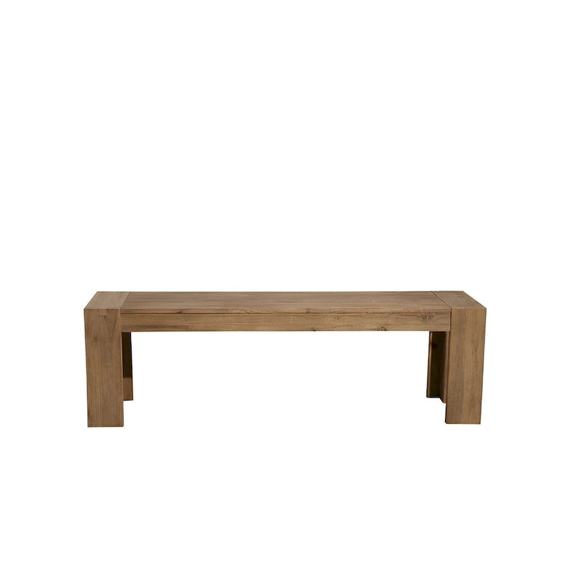Banc de salle à manger en bois massif vieilli naturel de 58 po