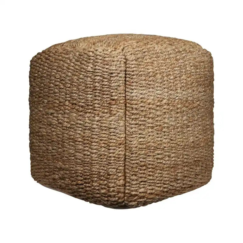 Pouff Ottoman Cubique Tressé en Jute Naturelle 18"