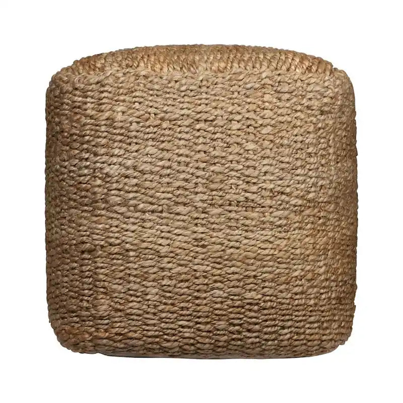 Pouff Ottoman Cubique Tressé en Jute Naturelle 18"