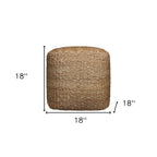 Pouff Ottoman Cubique Tressé en Jute Naturelle 18"