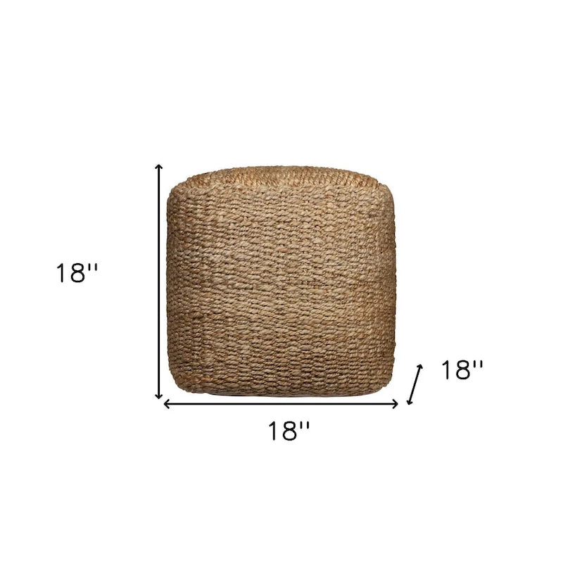 Pouff Ottoman Cubique Tressé en Jute Naturelle 18"