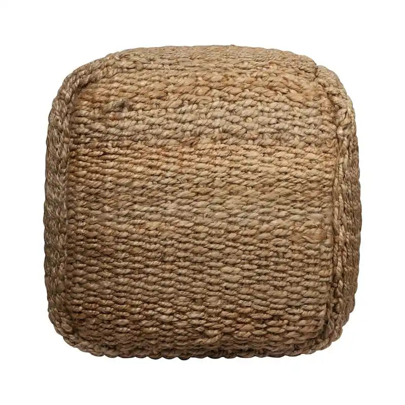 Pouff Ottoman Cubique Tressé en Jute Naturelle 18"
