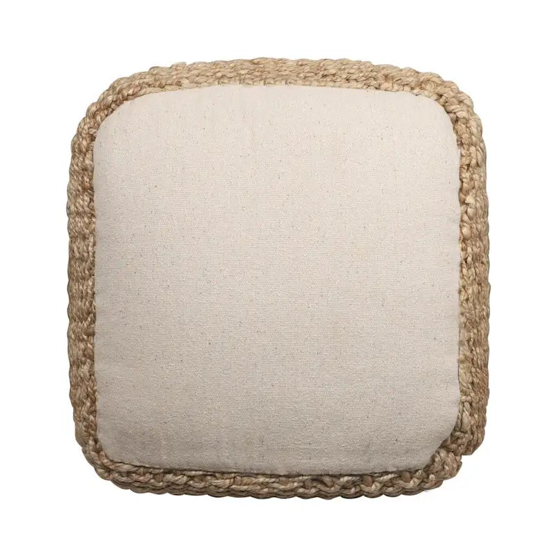Pouff Ottoman Cubique Tressé en Jute Naturelle 18"