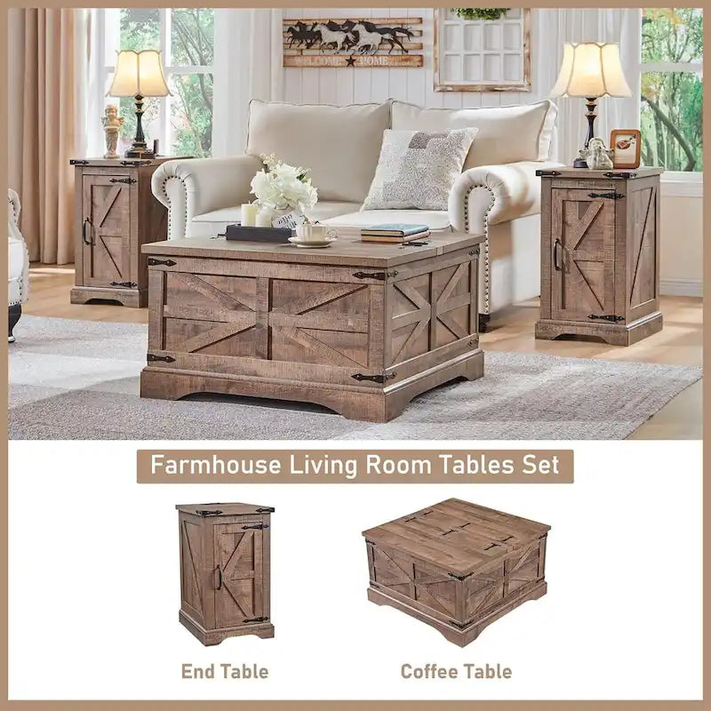 Table basse de ferme, Table basse carrée en bois pour salon