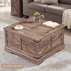 Table basse de ferme, Table basse carrée en bois pour salon