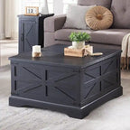 Table basse de ferme, Table basse carrée en bois pour salon