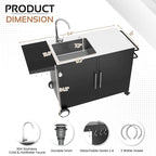 Évier de cuisine d'extérieur avec raccord pour tuyau d'arrosage, table de préparation de grill et îlot avec armoire en acier inoxydable