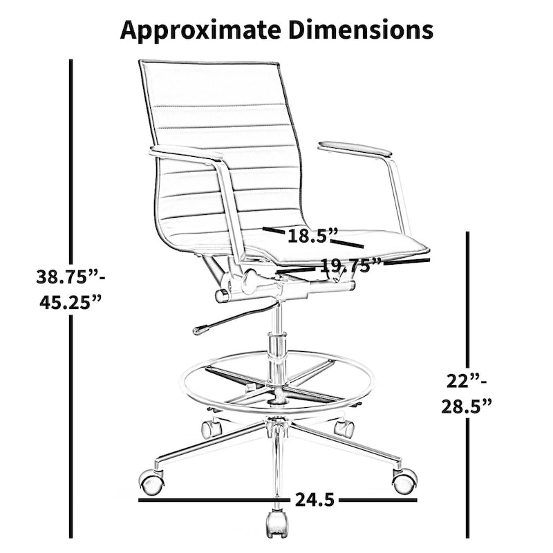 Fauteuil de dessinateur ergonomique moderne avec hauteur et repose-pieds réglables pour bureau à domicile