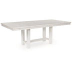 Fleur Dining Table with 2 Extension Leaves, White Wood, 62-86 Inch