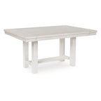 Table de salle à manger en bois blanc avec 2 rallonges, 157-218 cm