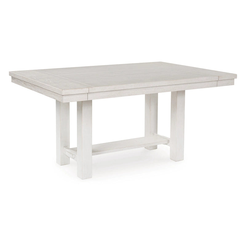 Table de salle à manger en bois blanc avec 2 rallonges, 157-218 cm