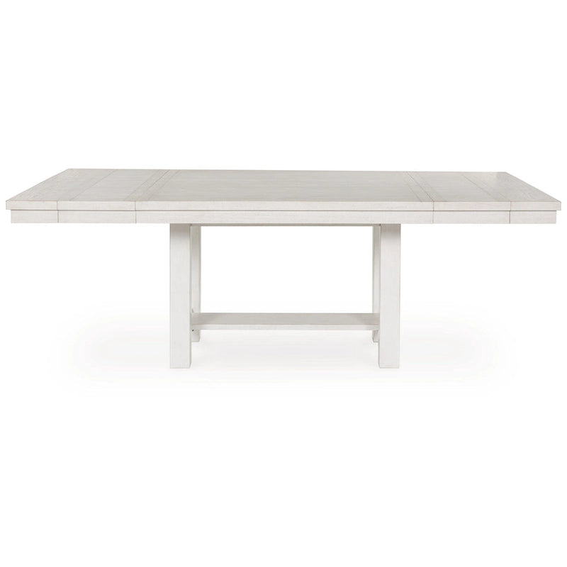 Table de salle à manger en bois blanc avec 2 rallonges, 157-218 cm