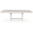 Table de salle à manger en bois blanc avec 2 rallonges, 157-218 cm
