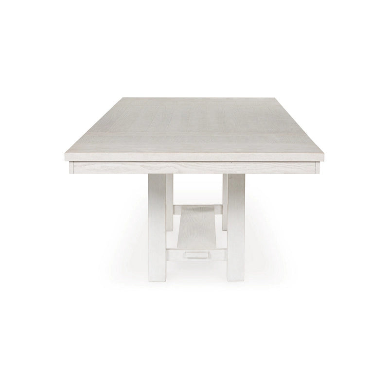 Table de salle à manger en bois blanc avec 2 rallonges, 157-218 cm