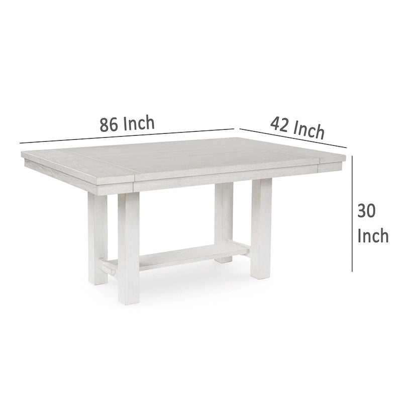 Table de salle à manger en bois blanc avec 2 rallonges, 157-218 cm
