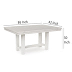 Table de salle à manger en bois blanc avec 2 rallonges, 157-218 cm