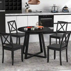 Table de salle à manger ronde en bois massif de 36 po pour 4 personnes avec pied central