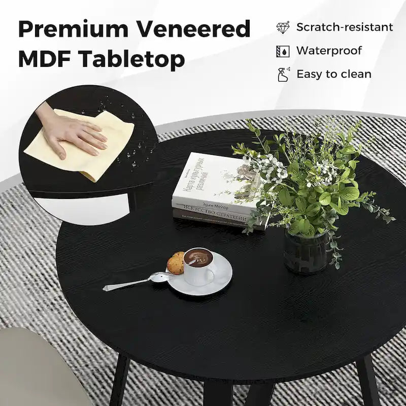 Table de salle à manger ronde en bois massif de 36 po pour 4 personnes avec pied central
