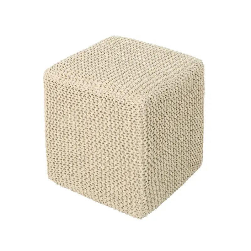 Pouff en tricot avec housse amovible, repose-pieds souple pour salon ou chambre à coucher