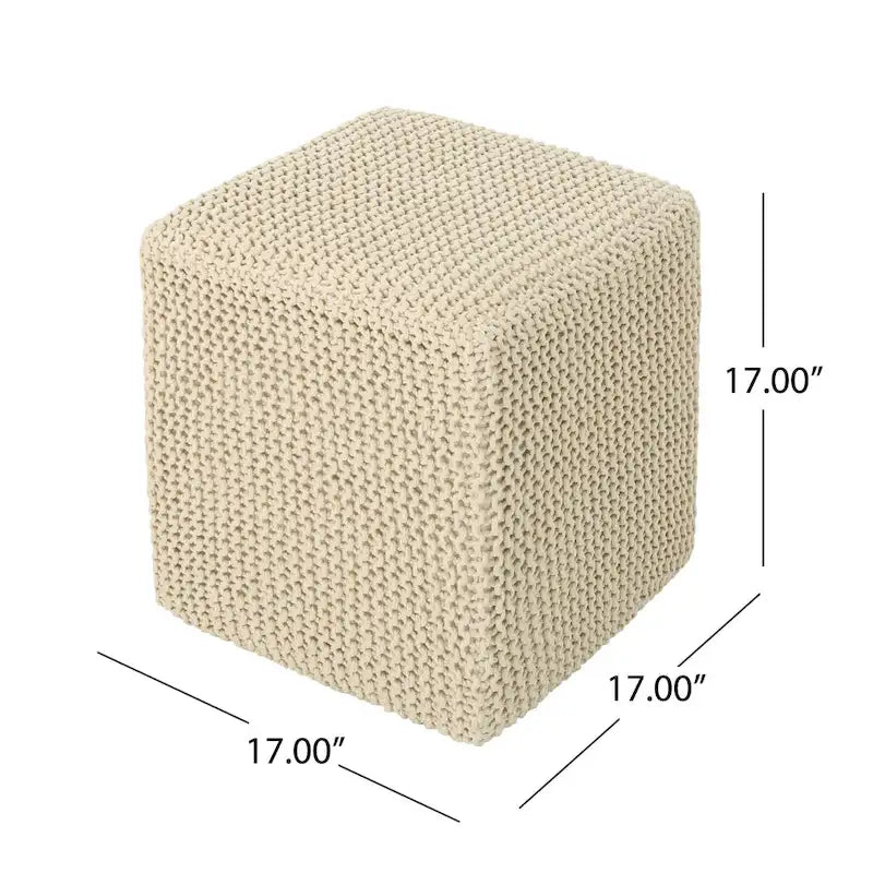 Pouff en tricot avec housse amovible, repose-pieds souple pour salon ou chambre à coucher