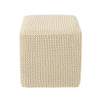 Pouff en tricot avec housse amovible, repose-pieds souple pour salon ou chambre à coucher