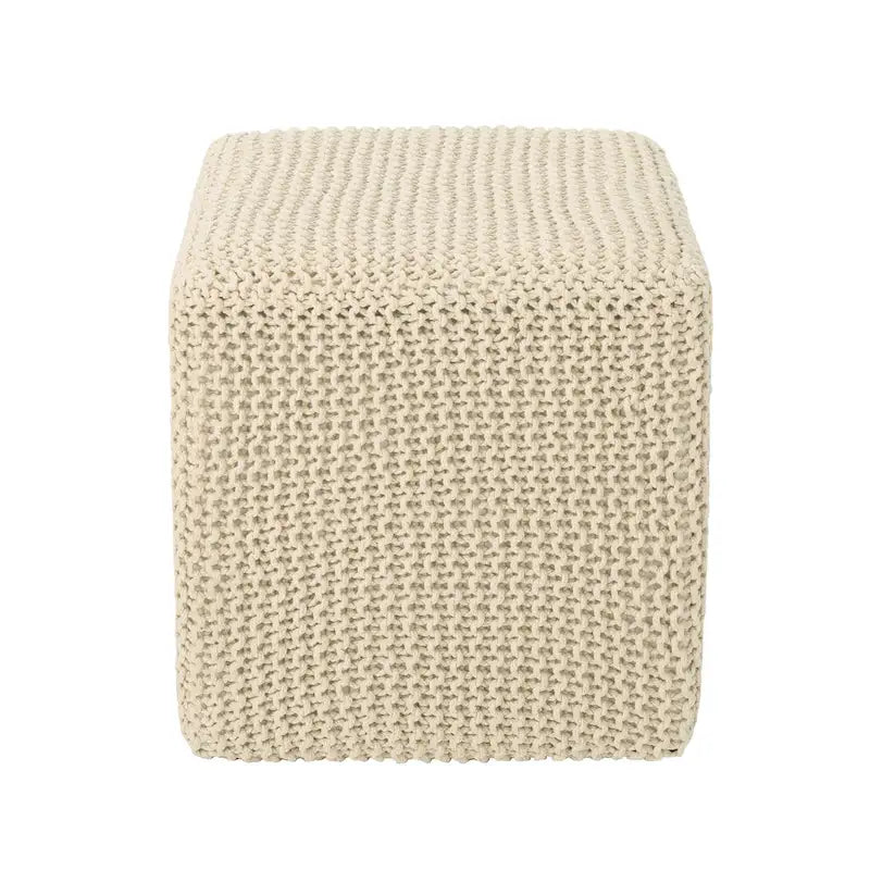 Pouff en tricot avec housse amovible, repose-pieds souple pour salon ou chambre à coucher
