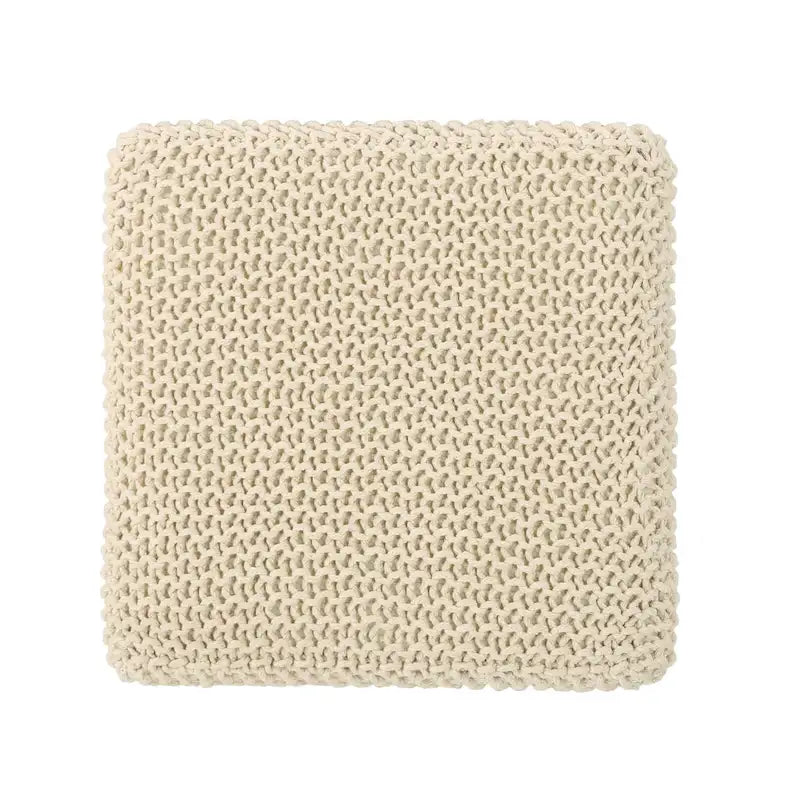 Pouff en tricot avec housse amovible, repose-pieds souple pour salon ou chambre à coucher