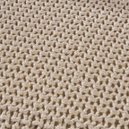 Pouff en tricot avec housse amovible, repose-pieds souple pour salon ou chambre à coucher