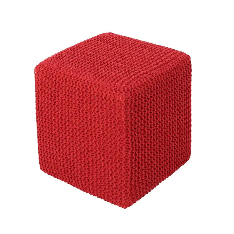 Pouff en tricot avec housse amovible, repose-pieds souple pour salon ou chambre à coucher