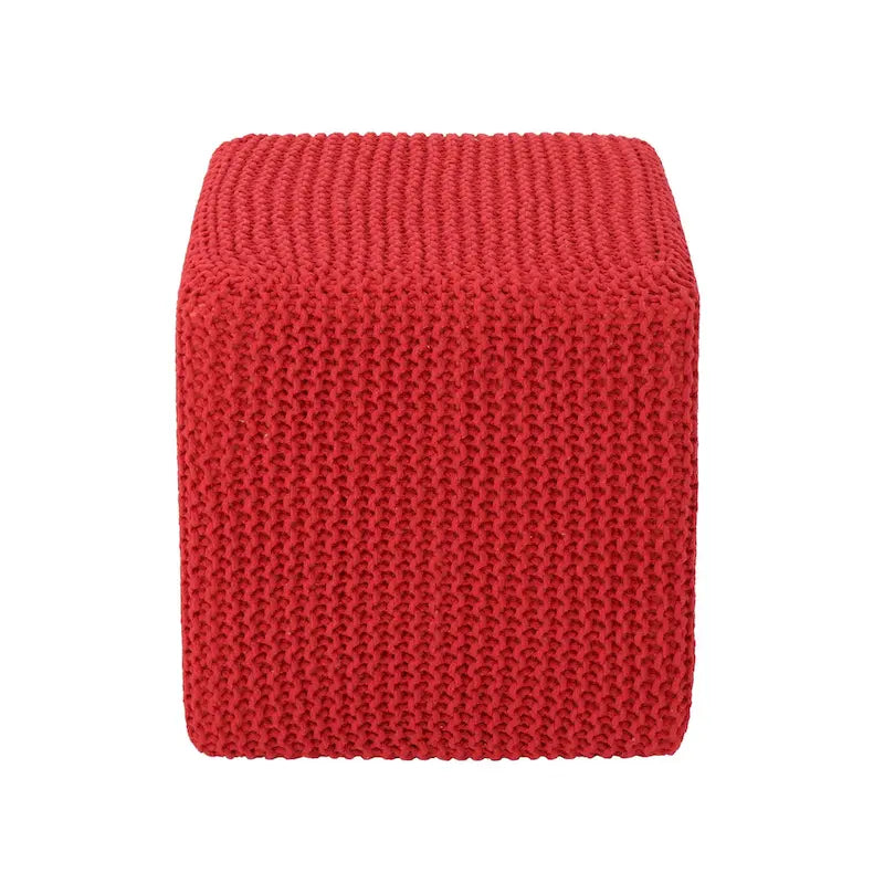 Pouff en tricot avec housse amovible, repose-pieds souple pour salon ou chambre à coucher