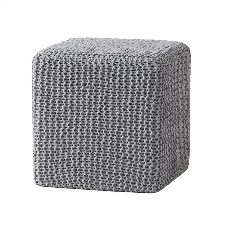 Pouff en tricot avec housse amovible, repose-pieds souple pour salon ou chambre à coucher