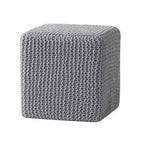 Pouff en tricot avec housse amovible, repose-pieds souple pour salon ou chambre à coucher