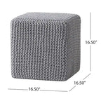 Pouff en tricot avec housse amovible, repose-pieds souple pour salon ou chambre à coucher