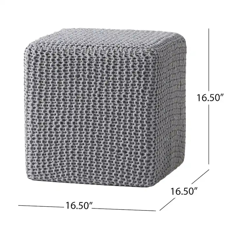 Pouff en tricot avec housse amovible, repose-pieds souple pour salon ou chambre à coucher