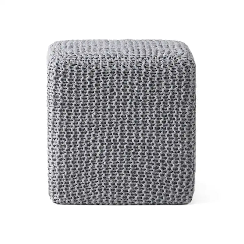 Pouff en tricot avec housse amovible, repose-pieds souple pour salon ou chambre à coucher
