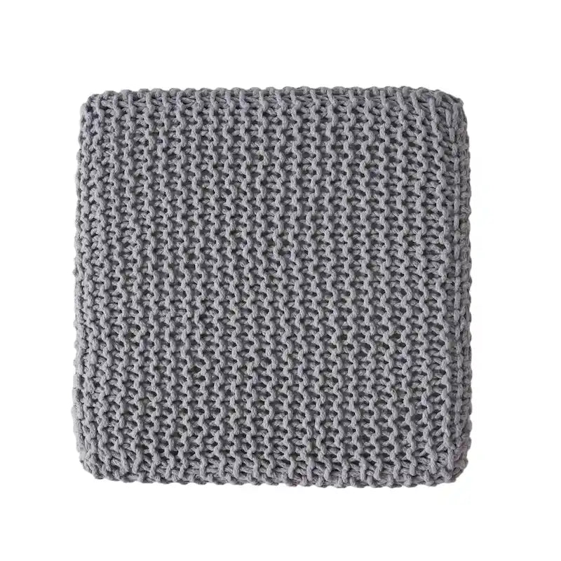 Pouff en tricot avec housse amovible, repose-pieds souple pour salon ou chambre à coucher
