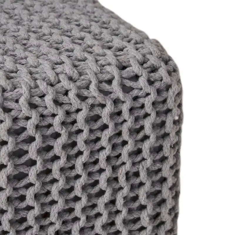 Pouff en tricot avec housse amovible, repose-pieds souple pour salon ou chambre à coucher