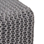 Pouff en tricot avec housse amovible, repose-pieds souple pour salon ou chambre à coucher