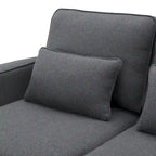 104 Canapé moderne 4 places en tissu lin avec poches accoudoirs et 4 coussins