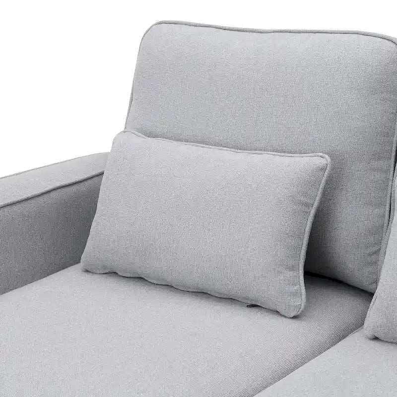 104 Canapé moderne 4 places en tissu lin avec poches accoudoirs et 4 coussins
