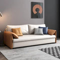 Canapé-lit convertible en cuir végétalien de 166 cm avec cadre en métal pour salon ou chambre d'amis