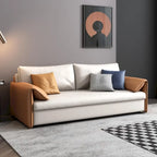 Canapé-lit convertible en cuir végétalien de 166 cm avec cadre en métal pour salon ou chambre d'amis
