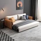 Canapé-lit convertible en cuir végétalien de 166 cm avec cadre en métal pour salon ou chambre d'amis