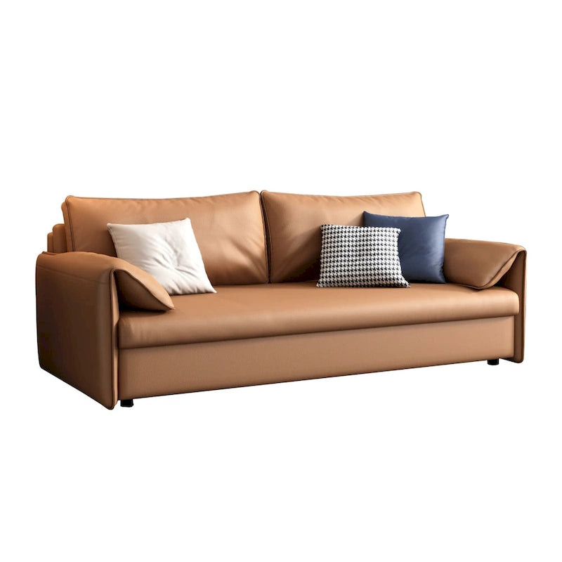 Canapé-lit convertible en cuir végétalien de 166 cm avec cadre en métal pour salon ou chambre d'amis