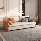 Canapé-lit convertible en cuir végétalien de 166 cm avec cadre en métal pour salon ou chambre d'amis